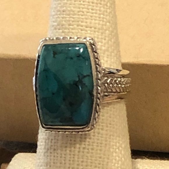 BARSE Turquoise Sterling Silver Braid Rope Detail Ring 7 - Picture 4 of 10